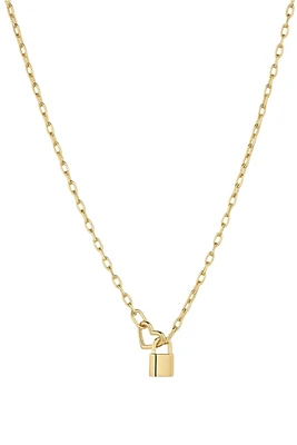 HEART PADLOCK INTERLOCKING NECKLACE- GLD