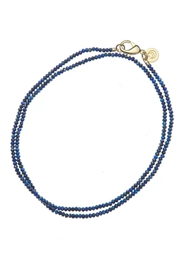 DOUBLE WRAP DIAMOND CUT LAPIS NECKLACE