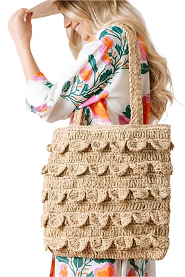 RUFFLE RAFFIA TOTE