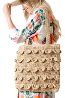 RUFFLE RAFFIA TOTE