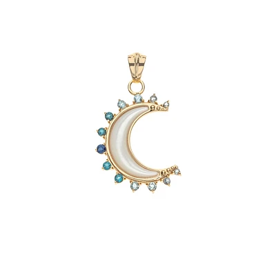 FOREVER NIGHTFALL MOP CRESCENT MOON PENDANT- CLASSIC ROLO CHAIN