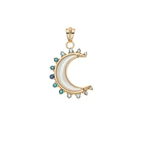 FOREVER NIGHTFALL MOP CRESCENT MOON PENDANT- CLASSIC ROLO CHAIN