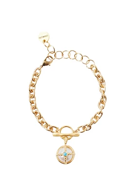 CHAIN LINK BRACELET W/CAGED PEARL (BGZ-6301)