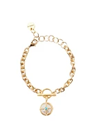 CHAIN LINK BRACELET W/CAGED PEARL (BGZ-6301)