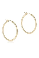 1.125" TEXTURED TWIST HOOP- GOLD