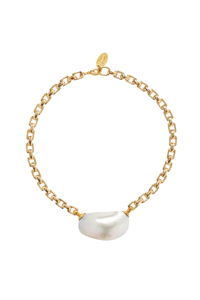 GREY PEARL CABOCHON NECKLACE (NGZ-15265LQ)