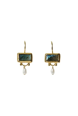 BEZEL WRAPPED LABRADORITE EARRINGS (EG-5881)