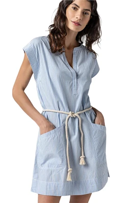 STRIPED SPLIT NECK DRESS (PA2993)