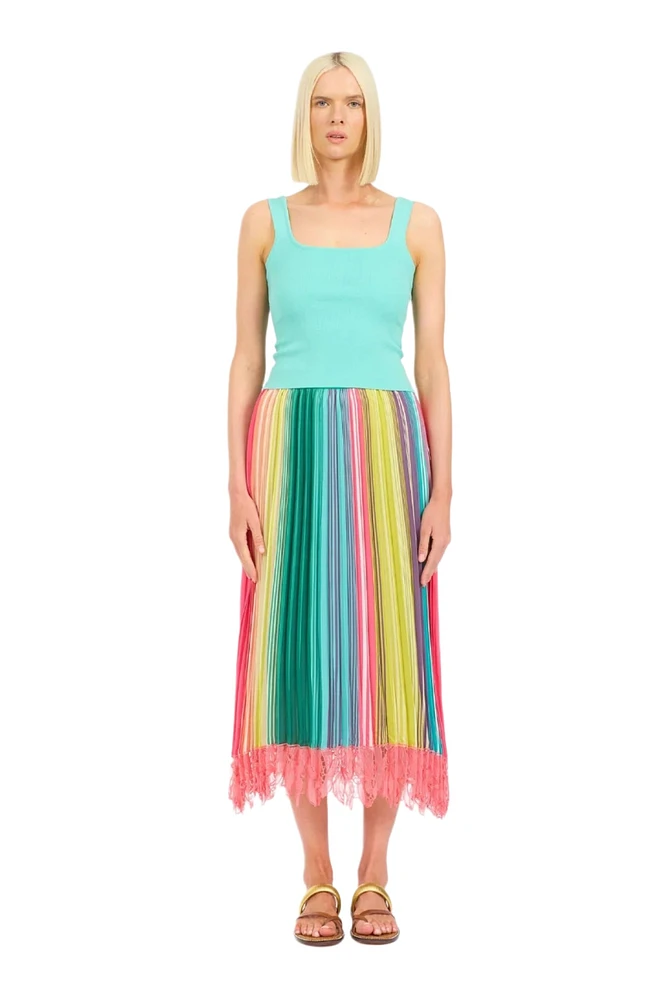 SUMMER TIME SUPER STRIPE PLEATED SKIRT