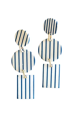 BLUE STRIPE HARBOR EARRINGS