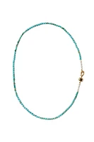 TURQUOISE & PEARL NECKLACE W/HYPERSTHENE HOOK (NG-14922)