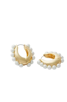 MEGA JASMIN PEARL HOOP- WHT/GLD