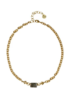 CHAIN LINK FROG NECKLACE W/LABRADORITE (NGZ-15358)