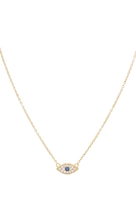 EVIL EYE CHARM NECKLACE- GLD/CZ/BL