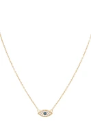 EVIL EYE CHARM NECKLACE- GLD/CZ/BL