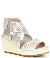 Willow Perforated Wedge Espadrille Platinum