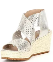 Willow Perforated Wedge Espadrille Platinum