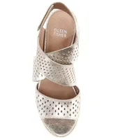 Willow Perforated Wedge Espadrille Platinum