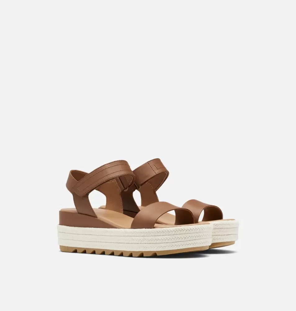 Cameron Flatform Wedge Sandal Velvet Tan|Chalk