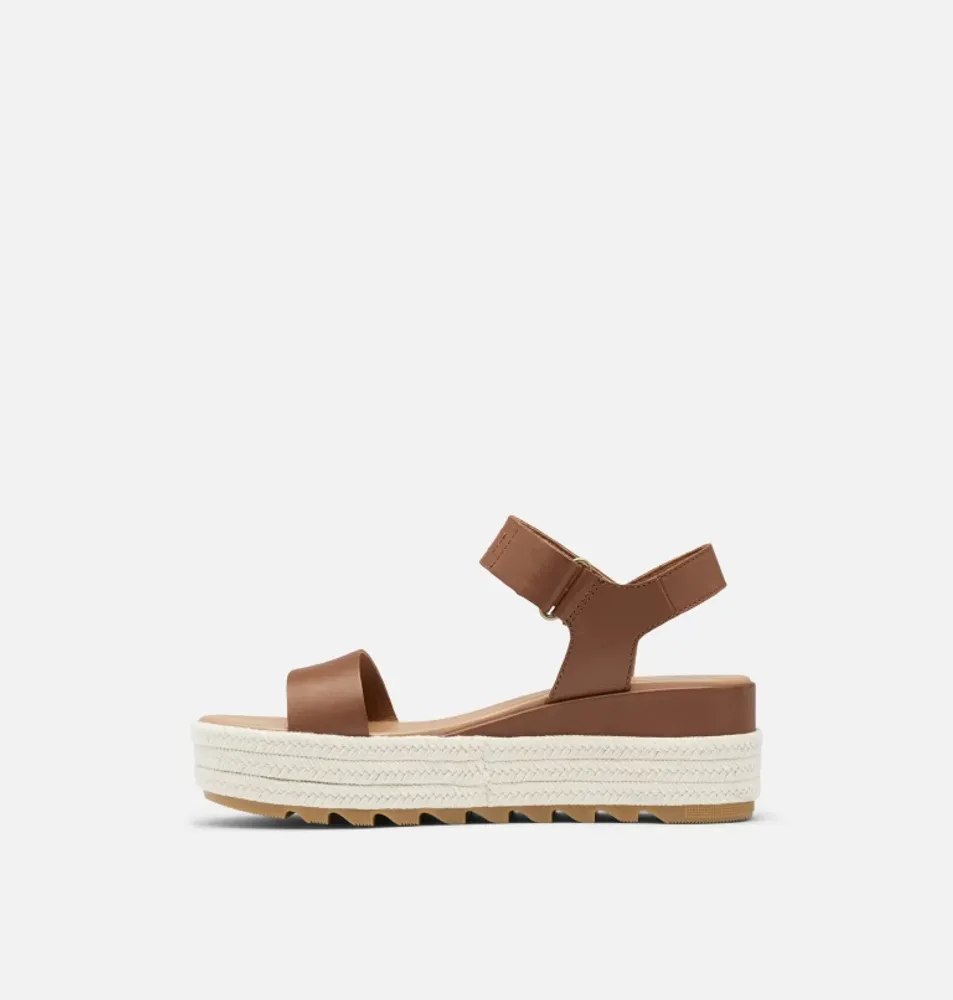 Cameron Flatform Wedge Sandal Velvet Tan|Chalk