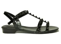 Brunel Flat Sandal Black Patent