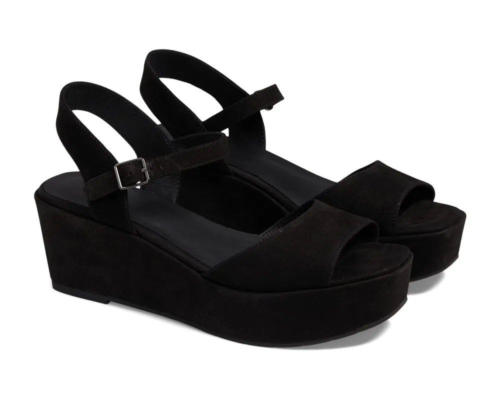 Mime Wedge Sandal Black Nubuck