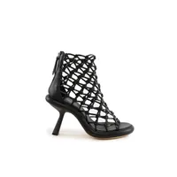 1C6960D Woven Leather Heel Black