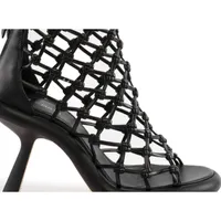 1C6960D Woven Leather Heel Black