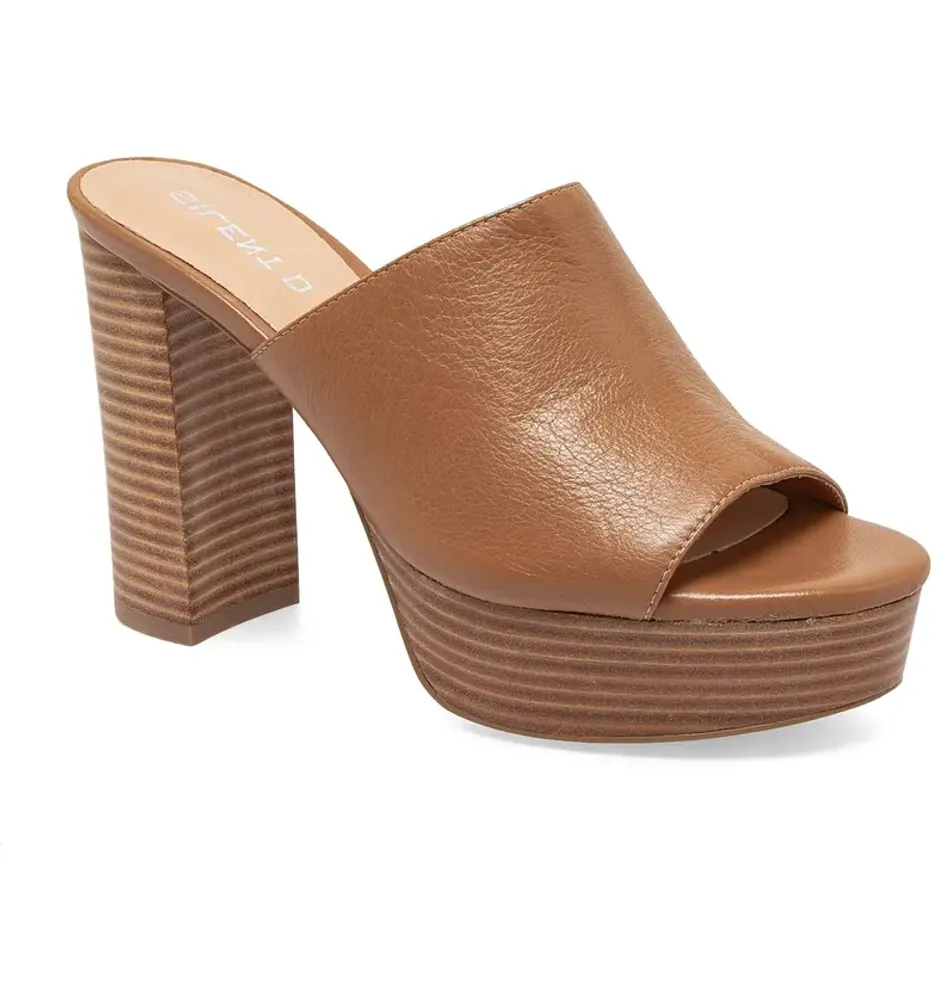 Arabesa Platform Heel Dark Tan Leather