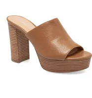 Arabesa Platform Heel Dark Tan Leather