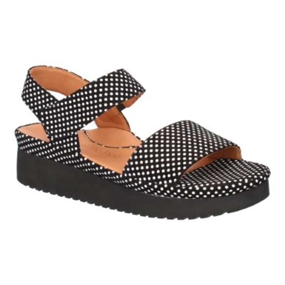 Abrilla Sandal Black/White Polka Dot Suede