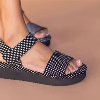 Abrilla Sandal Black/White Polka Dot Suede