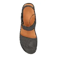 Abrilla Sandal Black/White Polka Dot Suede