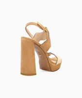 Gavi Platform Heel Latte Suede