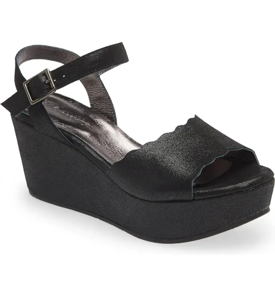 Wisdom Wedge Sandal Black Shimmer