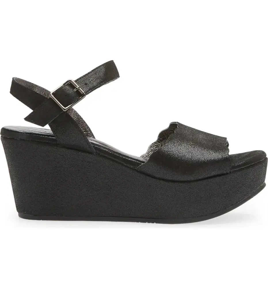 Wisdom Wedge Sandal Black Shimmer