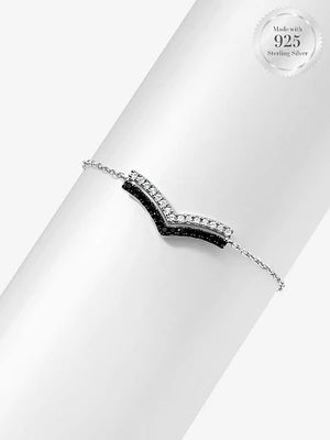 Double Wishbone Black & White Pavé Bracelet