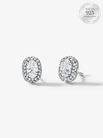 Sparkling Oval Halo Stud Earrings