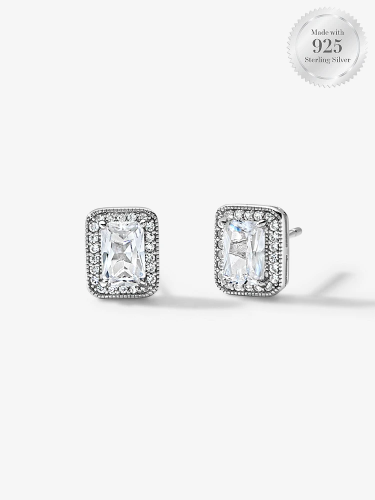 Timeless Emerald Halo Stud Earrings