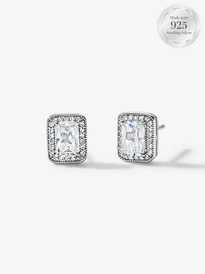 Timeless Emerald Halo Stud Earrings