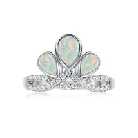 Trifecta Opal Three Stone Pear-Cut Ring Sterling Silver