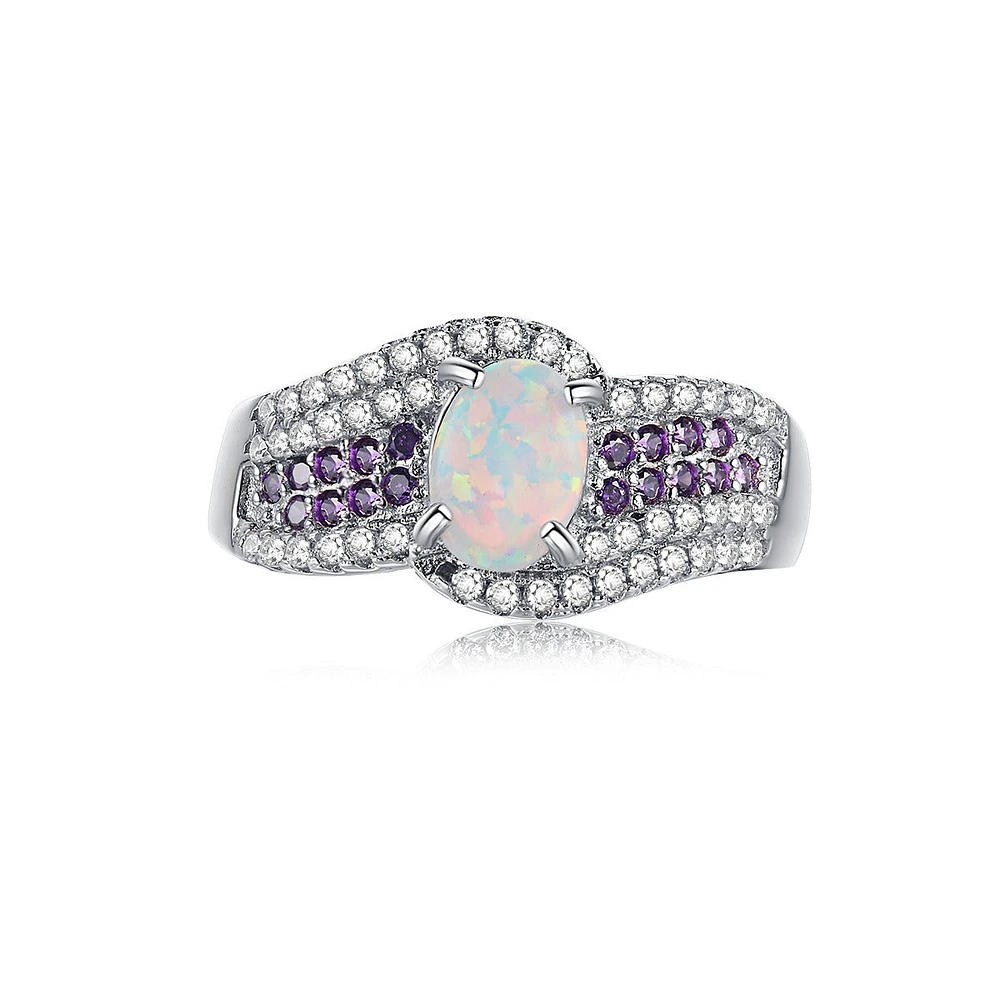 Finesse Opal Oval-Cut Ring Sterling Silver