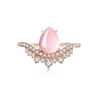 Loverly Natural Rose Quartz Pear-Cut Sterling Silver Ring Gold