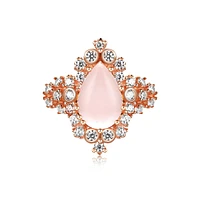 Vienna Natural Rose Quartz Pear-Cut Sterling Silver Ring Gold