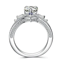 Diana Princess Crown Collection Pear Ring with Blue Sapphire Sterling Silver