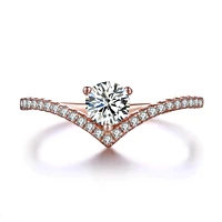 Chic Round Lab Created White Sapphire Sterling Silver Ring Rose Gold