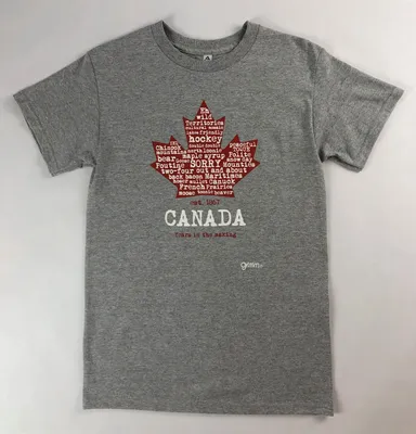 MAPLE LEAF WORD COLLAGE TEE