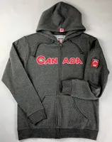 CANADA ZIP UP HOODIE WITH SLEEVE DETAIL