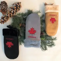 SUEDE LOOK MAPLE LEAF MITT