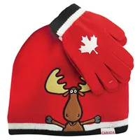 KIDS MOOSE TOQUE AND GLOVE SET